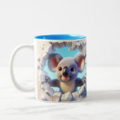3D Schattigee Baby Koala Hot Cocoa Koffiedieren Tweekleurige Koffiemok (Links)