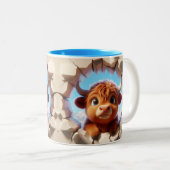 3D Schattigee Baby Koe Hot Cocoa Koffiedieren Tweekleurige Koffiemok (Voorkant rechts)