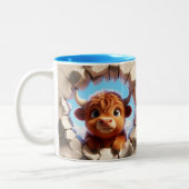 3D Schattigee Baby Koe Hot Cocoa Koffiedieren Tweekleurige Koffiemok (Links)