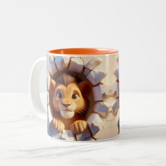 3D Schattigee Baby Lion Hot Cocoa Koffiedieren Mok (Voorkant links)