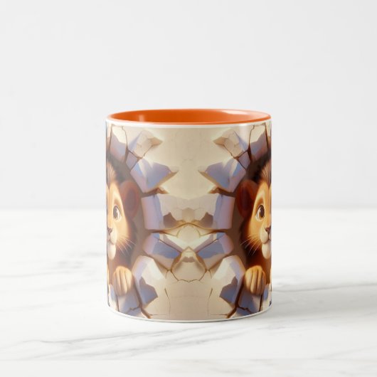 3D Schattigee Baby Lion Hot Cocoa Koffiedieren Mok (Center)