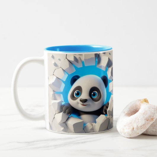 3D Schattigee Baby Panda Hot Cocoa Koffiedieren Mo Tweekleurige Koffiemok (Met donut)