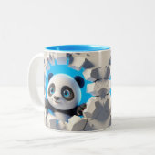 3D Schattigee Baby Panda Hot Cocoa Koffiedieren Mo Tweekleurige Koffiemok (Voorkant links)