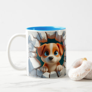 3D Schattigee Baby Puppy Hot Cocoa Koffiedieren Tweekleurige Koffiemok