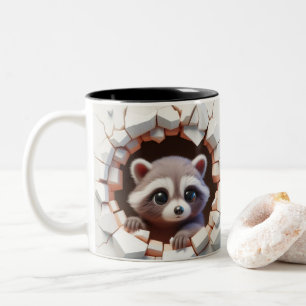 3D Schattigee Baby Raccoon Hot Cocoa Koffiedieren Tweekleurige Koffiemok