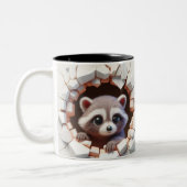 3D Schattigee Baby Raccoon Hot Cocoa Koffiedieren Tweekleurige Koffiemok (Links)
