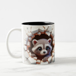 3D Schattigee Baby Raccoon Hot Cocoa Koffiedieren Tweekleurige Koffiemok