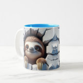 3D Schattigee Baby Sloth Hot Cocoa Coffee Animals  Tweekleurige Koffiemok (Voorkant links)