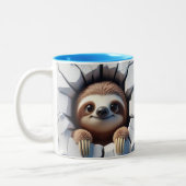 3D Schattigee Baby Sloth Hot Cocoa Coffee Animals  Tweekleurige Koffiemok (Links)