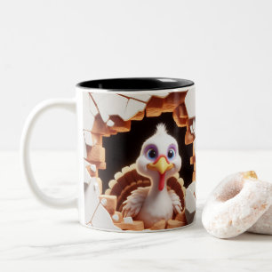 3D Schattigee Baby Turkije Hot Cocoa Koffiedieren Tweekleurige Koffiemok
