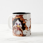 3D Schattigee Baby Turkije Hot Cocoa Koffiedieren Tweekleurige Koffiemok (Voorkant links)
