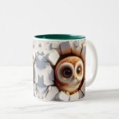 3D Schattigee Baby Uil Hot Cocoa Koffiedieren Tweekleurige Koffiemok (Voorkant rechts)