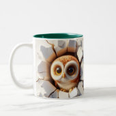 3D Schattigee Baby Uil Hot Cocoa Koffiedieren Tweekleurige Koffiemok (Links)