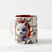 3D Schattigee Baby Wolf Hot Cocoa Koffiedieren Tweekleurige Koffiemok (Voorkant links)