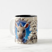 3D Schattigee Baby Zebra Hot Cocoa Coffee Animals  Tweekleurige Koffiemok (Voorkant links)