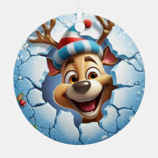 3D Schattigee Feestelijke Winter Kerstmis Rendier Metalen Ornament (Achterkant)