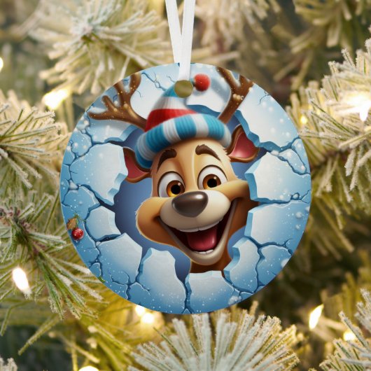 3D Schattigee Feestelijke Winter Kerstmis Rendier Metalen Ornament (Insitu)