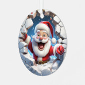 3D Schattigee Santa Feestelijke Winterkerst Metalen Ornament (Voorkant links)
