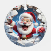 3D Schattigee Santa Feestelijke Winterkerst Metalen Ornament (Achterkant)