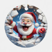 3D Schattigee Santa Feestelijke Winterkerst Metalen Ornament (Voorkant)