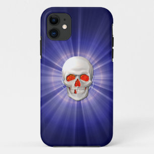 3D Schedel - Engel van de Dood met Blauwe Halo iPhone 11 Hoesje