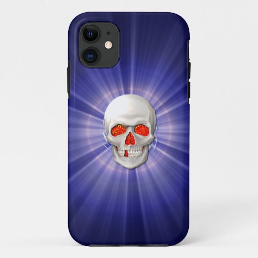 3D Schedel - Engel van de Dood met Blauwe Halo Case-Mate iPhone Case (Achterkant)
