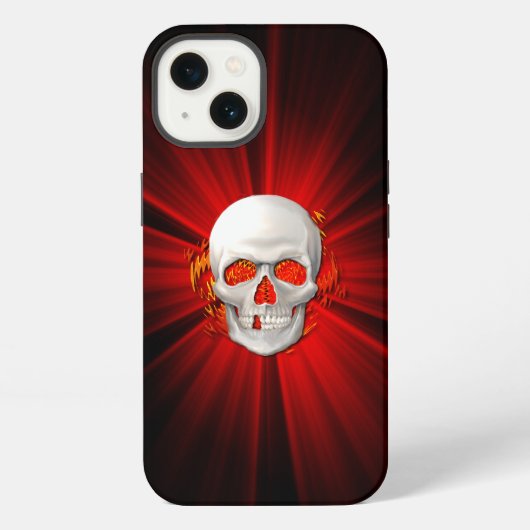 3D-schedel in gloeiend vuur iPhone Hoesje (Achterkant)