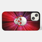 3D-schedel in gloeiend vuur iPhone Hoesje (Achterkant horizontaal)
