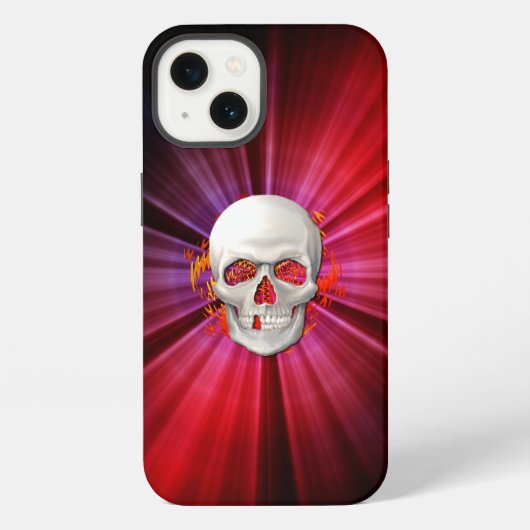 3D-schedel in gloeiend vuur iPhone Hoesje (Achterkant)