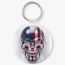 3D schedel met Amerikaanse vlag huid