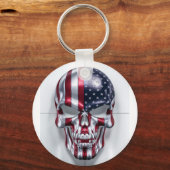 3D schedel met Amerikaanse vlag huid Sleutelhanger (Achterkant)