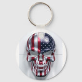 3D schedel met Amerikaanse vlag huid Sleutelhanger (Achterkant)