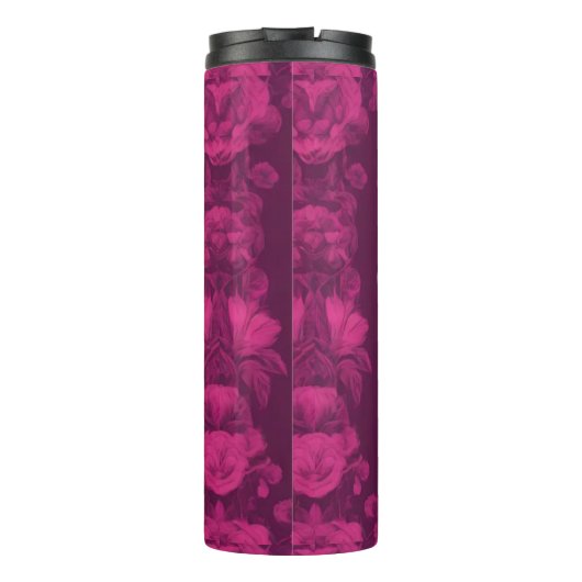 3D schedel met fuchsia bloemendesign & zonnebril Thermosbeker (Achterkant)