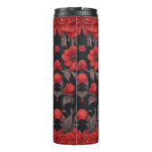 3D schedel met rood bloemontwerp en zonnebril Thermosbeker (Achterkant)