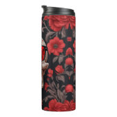 3D schedel met rood bloemontwerp en zonnebril Thermosbeker (Geroteerd rechts)