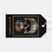 3D schedel van de Dag van de Doden Cadeaulabel (Voorkant (Horizontaal))