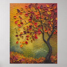 3D-schilderij herfstboomposter Poster
