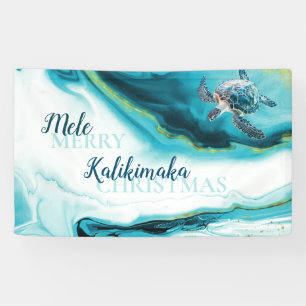 3D Schildpad Mele Kalikimaka Kerstmis Spandoek