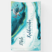 3D Schildpad | Mele Kalikimaka | Kerstmis Spandoek (Verticaal)