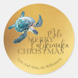 3D Schildpad Mele Kalikimaka Op maat gemaakt Ronde Sticker