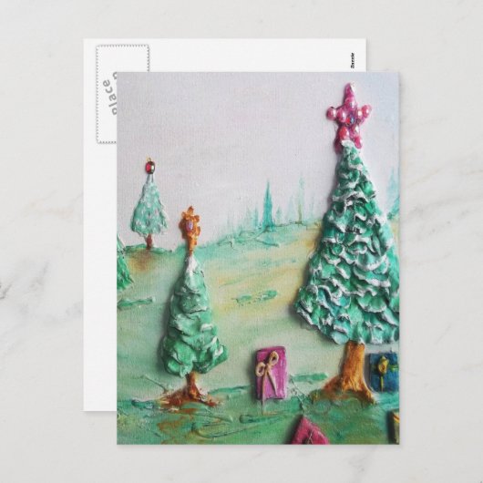 3D SCHITTER L@@K van Kerstbomen en Giften Feestdagenkaart (Voorkant / Achterkant)