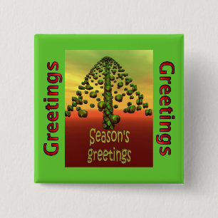 3D-schitterende groene boom Vierkante Button 5,1 Cm
