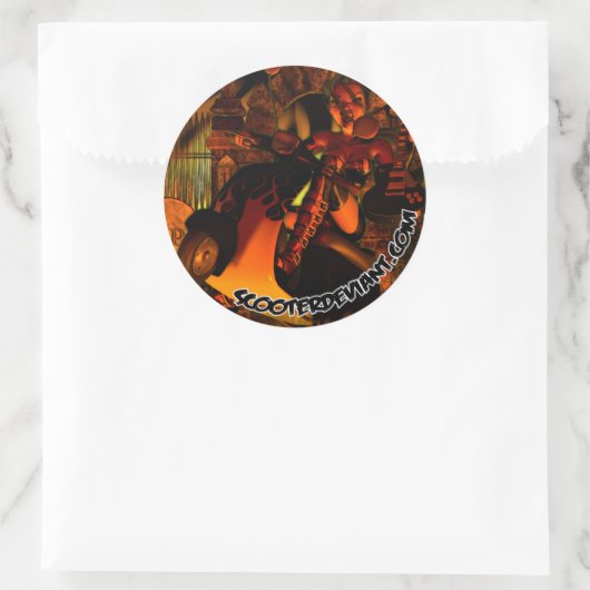 3D-scooter afwijkend Ronde Sticker (Tas)