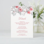 3D Sculptured Pink Roses White Informatiekaartje (Staand voorkant)