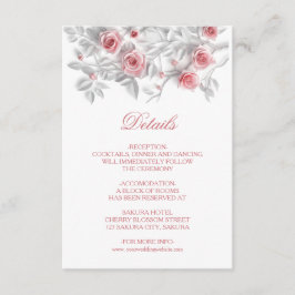 3D Sculptured Pink Roses White Informatiekaartje