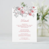 3D Sculptured Pink Roses White Informatiekaartje (Staand voorkant)