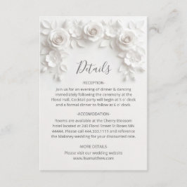 3D Sculptured Roses Minimalist White Informatiekaartje