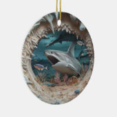 3D Shark Attack Kerstmis Keramisch Ornament (Rechts)