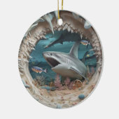3D Shark Attack Kerstmis Keramisch Ornament (Links)