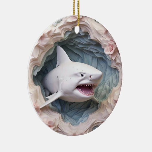 3D Shark Christmas Keramisch Ornament (Rechts)